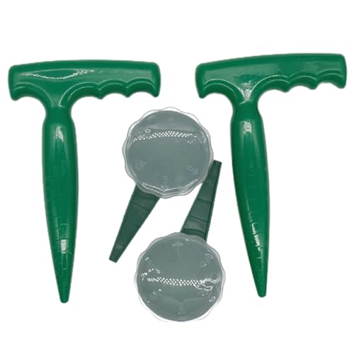 2 Pack Seed Planter Tool, 6.9" Dibber Garden Tool, Plastic Seed Dibbler for Planting, Bulb Digger Garden Planter with Handle for Sowing Seeds, Planting, Bulbs, Digging (Green, 2pcs per Pack)