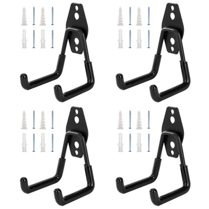 4 Pack Garage Hooks Heavy Duty, Garage Tool Organizer Wall Mount - color: 4 Pack/Black