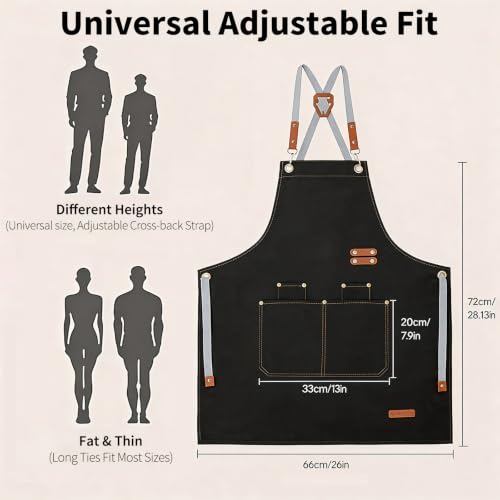 KTMOUW 2 Pack Chef Apron for Men Women with Large Pockets, Adjustable Apron - color: Black+coffee