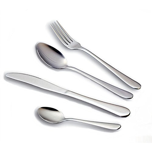 HornTide 16-Piece Flatware Sets Dinner Knife Fork Spoon Teaspoon, 4-Piece Place Setting Service for 4 Person Stainless Steel Mirror Polishing, Ideal for Home, Kitchen and Restaurant - size: 16-Piece Pack