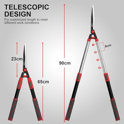 Telescopic Hedge Shears, SK5 Blades, Anti-Rust Coating