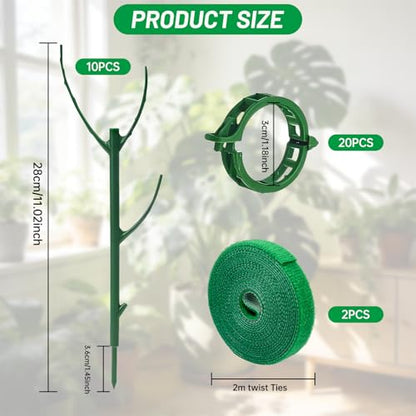 10 Plant Support Stakes for Indoor Plants with Clips & Plant Tie