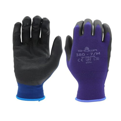 SHOWA 380 Foamed Nitrile Palm Coated General Purpose Work Gloves with Nylon Liner, 13-Gauge, for Vending Machines, Large (12 Pair) - size: Large, style: Vend Pack