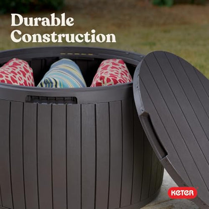 Keter Circa Outdoor Storage Deck Box, 37 Gallon, Brown - color: Brown