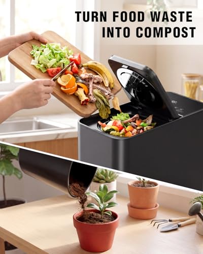 Growell Electric Composter for Kitchen, 3.2L Indoor Countertop Compost Bin - color: Black