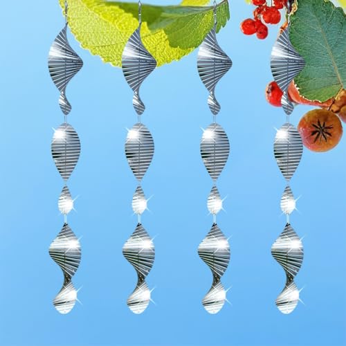 12PCS Bird Deterrents for Outside Patio, 3D Stainless Steel Bird Reflectors to Keep Birds Away, Woodpecker Deterrent for House，Bird Scare Devices to Keep Owl，Pigeons Away from Your Garden, Orchards - color: Fish Bone