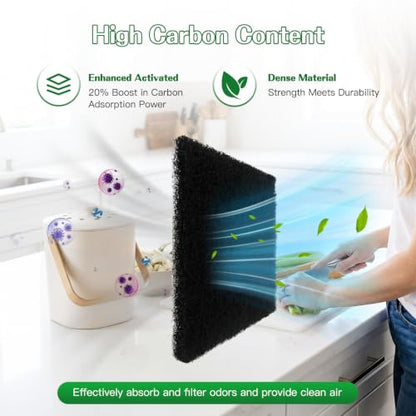 JURENGUDF 10 Pack 5 Inch Carbon Filters – Square Activated Charcoal Sheets, Odor Control Refills for Kitchen Compost Bucket and Countertop Bins