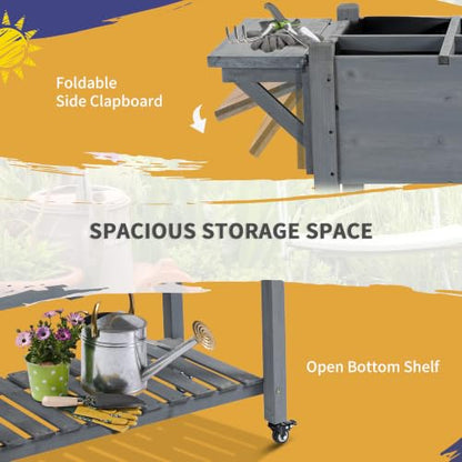 Outsunny Wooden Raised Garden Bed with 8 Grow Grids 49"x21"x34", Gray - color: Gray
