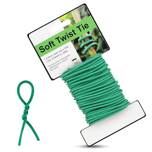 SooGree Plant Ties, 16.4 Feet Soft Twist Garden Ties for Supporting Climbing Plants, Flexible Wire for Tomatoes, Vines, Outdoor Climbing, Vegetables & Office Home Organization(Diameter 2.5mm) - size: 2.5MM*10M