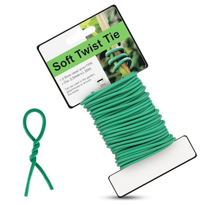 SooGree Plant Ties, 16.4 Feet Soft Twist Garden Ties for Supporting Climbing Plants, Flexible Wire for Tomatoes, Vines, Outdoor Climbing, Vegetables & Office Home Organization(Diameter 2.5mm) - size: 2.5MM*10M