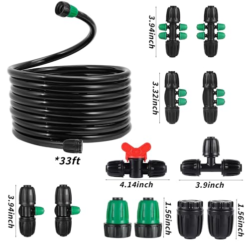 33FT 1/2" Anti-Drop PVC Drip Irrigation Tubing Set(ID 13mm, OD 16mm)