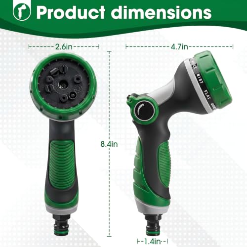 Garden Hose Nozzles,Hose Spray Nozzle with Adjustable 10 Watering Patterns - color: Green