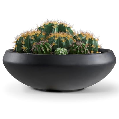 23.3" Dia x 8" H Black Concrete Bowl Planter, Extra Large Succulent Pot - color: Black, size: Large