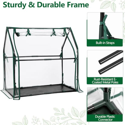 Mini Greenhouse with Waterproof Pad, 36"×18"×33" Tabletop Small Greenhouse for Indoor Outdoor Seed Starting, Portable Plant Cover Tent for Seedlings, Germination, Plant Protection - size: 36" x 18" x 33"