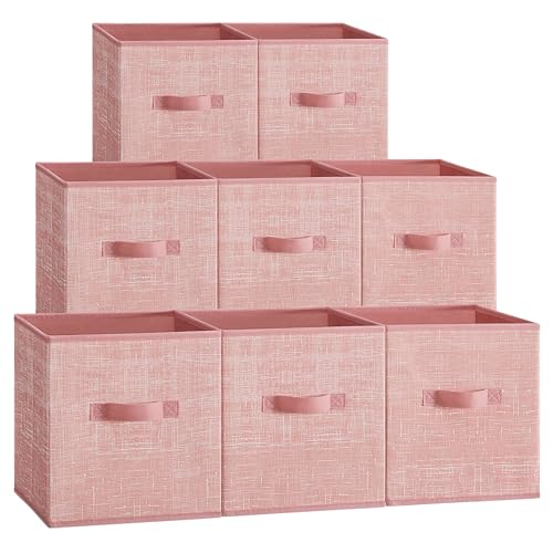 SONGMICS Storage Cubes, Set of 8, 11-Inch Foldable Closet Organizers - color: Jelly Pink, size: 11 Inch-8 Pack