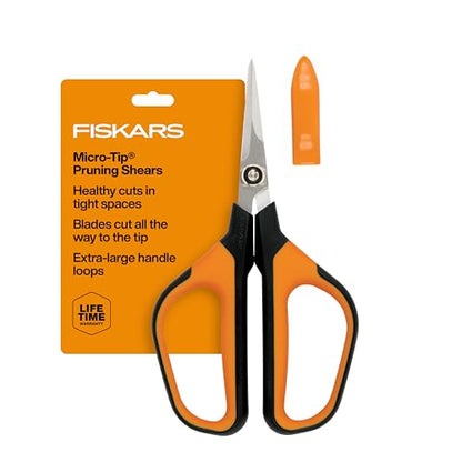 Fiskars 7" Loop Micro-Tip Pruning Shears, Garden Snips for Intricate Cuts, Flower (Pack of 6) - style: Micro-Tip Shears (Pack of 6)
