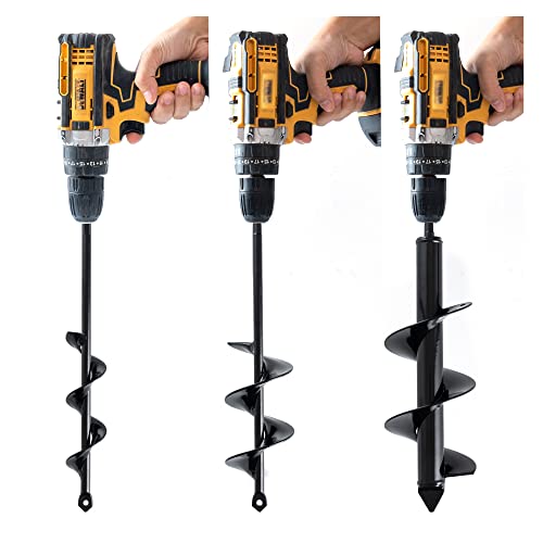 Set 3 (1.6x16, 2.6x16, 3.5x16) Solid Shaft Auger Drill Bit for Planting - Easy Planter Garden Auger - Bulb & Bedding Plant Augers - Post Hole Digger for 3/8” Hex Drive Drill