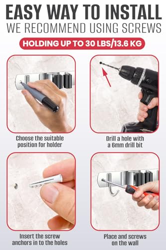 Mop and Broom Holder - Clear Cleaning Clutter and Reclaim Your Space - size: Standard