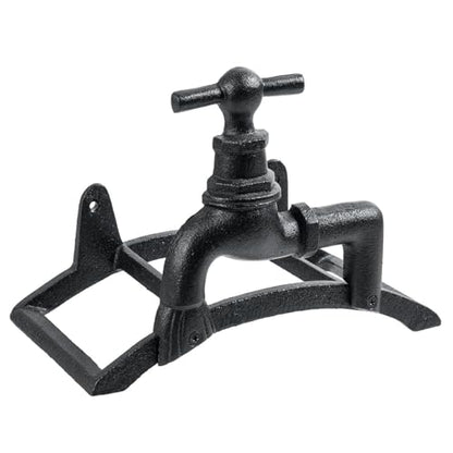 MyGift Brown Cast Iron Wall Mounted Garden Hose Holder, Spigot Design - style: Spigot Design