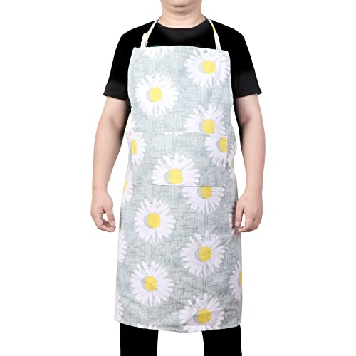 LOLOMLO Oversize Canvas Cotton Apron, Extra Large Aprons with Long Strap, Adjustable Neck Tear Resistant Plus Size aprons - color: Sunflower
