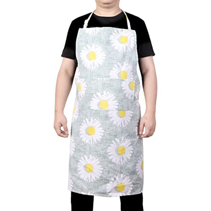 LOLOMLO Oversize Canvas Cotton Apron, Extra Large Aprons with Long Strap, Adjustable Neck Tear Resistant Plus Size aprons - color: Sunflower