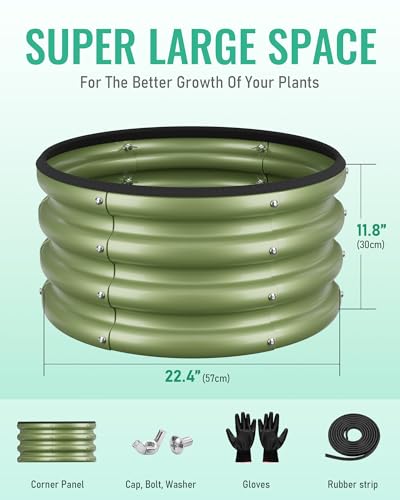 ZXZYHFTY Round Raised Garden Bed Set, 1 Pack, 2 x 2 x 1 Ft, Green - color: Green