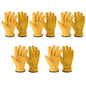 OZERO Leather Work Gloves, Gardening Gloves, Flex Grip, 5 Pairs, Medium - color: Gold(5 Pair), size: Medium