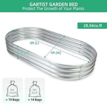 8×4×1 ft Large Galvanized Raised Garden Bed Outdoor, Easy Assembly Metal Planter Box for Gardening, Vegetables, Herbs, Flower - size: 8×4×1ft