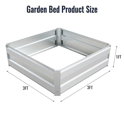Galvanized Raised Garden Bed Kit, Metal Planter for Vegetables & Herbs, 3x3x1FT, Easy Assembly - size: 3x3x1FT
