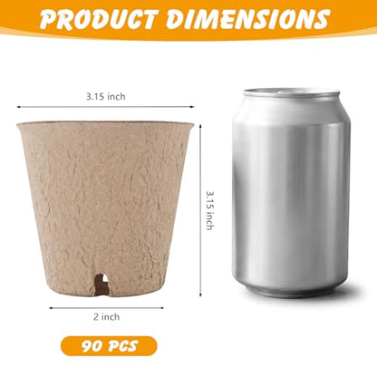 ondware 90-Pack 3.15 Inch Peat Pots with 100 Plant Labels