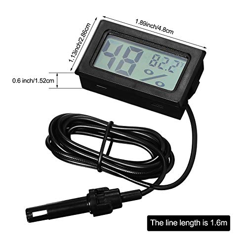 Weewooday 6 Pcs Digital Humidity Meter with Probe LCD Thermometer,Black - size: Black