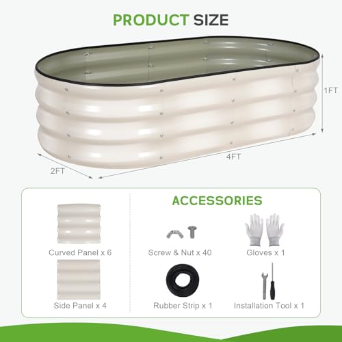 Galvanized Raised Garden Bed, 4x2x1ft, 2 Pack, Pearl White - color: Pearl White, size: 4×2×1ft (2 Packs)