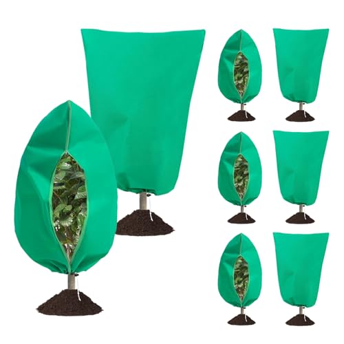 8 Pack Plant Covers Freeze Protection, 31.5"x47.2" with Zipper Drawstring - color: Green