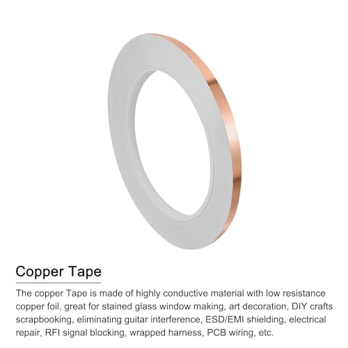 PATIKIL Copper Tape 0.2 Inch x 21 Yards 0.05 Thick Copper Foil Tape Single Sided Conductive Adhesive EMI Shielding for Electronics, Circuits, Grounding - size: 0.2 Inch x 21 Yards x 0.05mm
