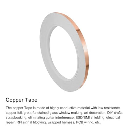 PATIKIL Copper Tape 0.2 Inch x 21 Yards 0.05 Thick Copper Foil Tape Single Sided Conductive Adhesive EMI Shielding for Electronics, Circuits, Grounding - size: 0.2 Inch x 21 Yards x 0.05mm