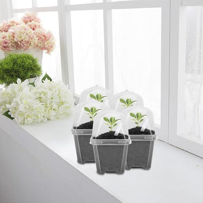 50 Pcs 3" Clear Plant Nursery Pot with Humidity Dome, Plastic Gardening Pot - color: 50pcs-white, size: 3 Inch