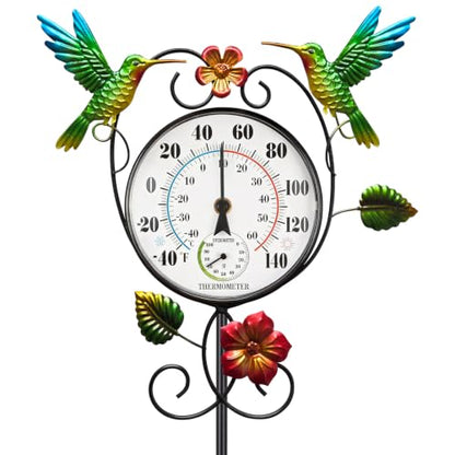 Hummingbird Outdoor Thermometer with 35.7" Stake Waterproof - style: Hummingbird