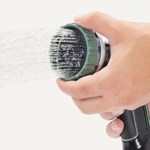 Amazon Basics Garden Hose Nozzle, 10 Spray Patterns, Metal with Rotating Head, Black