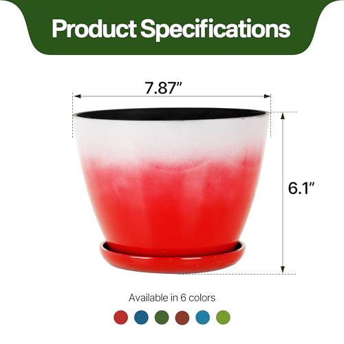 Worth 8 in. Small Plant Pots, Plastic Round 8" Flower Pots Set of 6