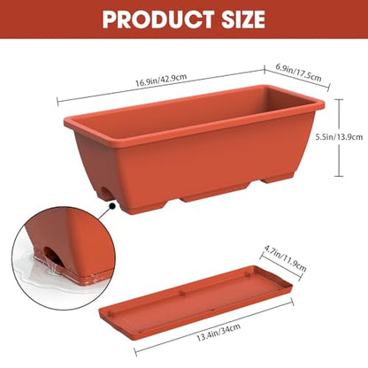 16.9 Inches Deck Railings Planter Box, 2Pcs Hanging Flower Pots, Red - color: Red