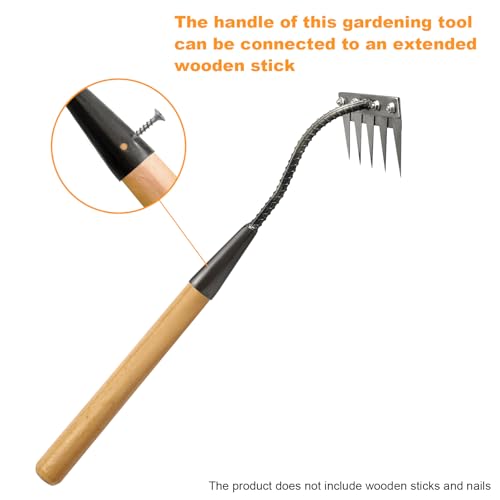 Ironrake The Heavy-Duty Iron Weeding Rake,1pc Iron Rake with 5 Metal Tines - size: 5 TINES