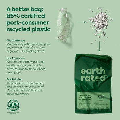 Earth Rated Dog Poop Bags, Thick Grab and Go Single Roll, Ideal for Backyard Pickups, Lavender Scented, 900 Count (3 x 300 count) - size: 300 Bags (Pack of 3), style: Lavender