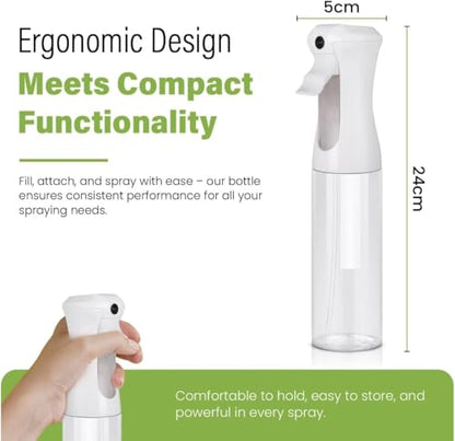 VIGOR PATH Continuous Mist Clear Spray Bottle 300ml Fine Mist for Hair - color: Clear - 10oz