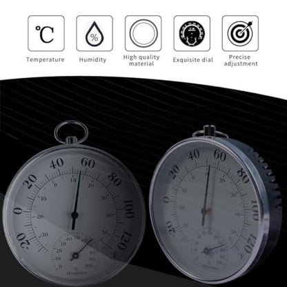 Indoor Outdoor Thermometer - Weather Dial Hygrometer Thermometer, No Battery Required Hanging Hygrometer for Wall, Table, Car, Greenhouse or Decorative, Round 4" in Diameter