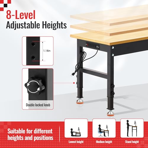 Antifir 48 * 20'' Adjustable Workbench, Heavy Duty Workstation - size: Socket|Rubber Pad|48"