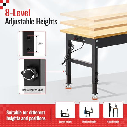 Antifir 48 * 20'' Adjustable Workbench, Heavy Duty Workstation - size: Socket|Rubber Pad|48"