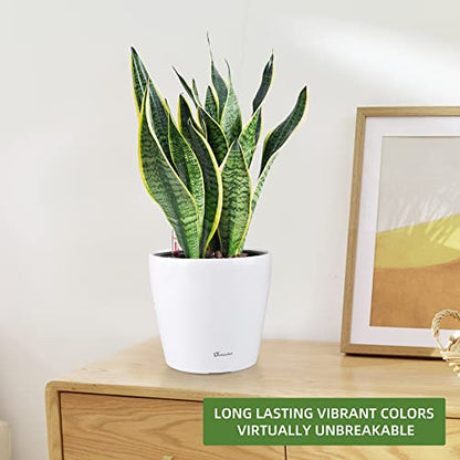 Dexceder 11x10 Self Watering Planter (White High Gloss) - color: Ceramic White, size: 11x10