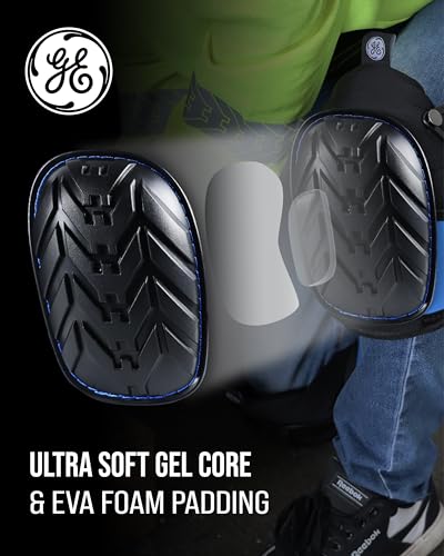 GE Pro Knee Pads Heavy-Duty - Gel Core PVC Cap Adjustable Work Flooring