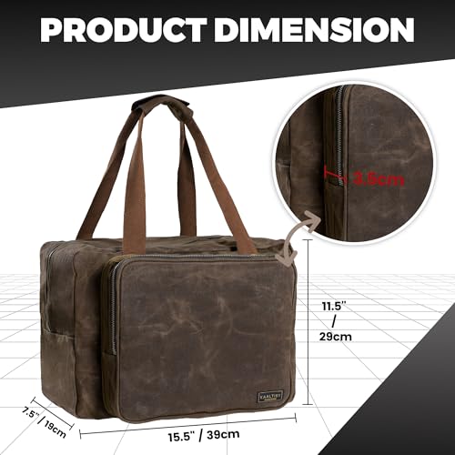 Kaaltisy 16oz Waxed Canvas Tool Bag – Robust Zipper Garden Tools Tote with 3 Compartments & Padded Handle (Grey) – Tool Organizer for Gardening Wire Cutters Goggles - color: Grey