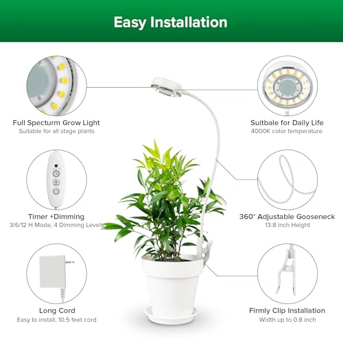 SANSI Grow Lights for Indoor Plants, Pot Clip-On Plant Lights, 10W 2-Pack - size: 2-Pack